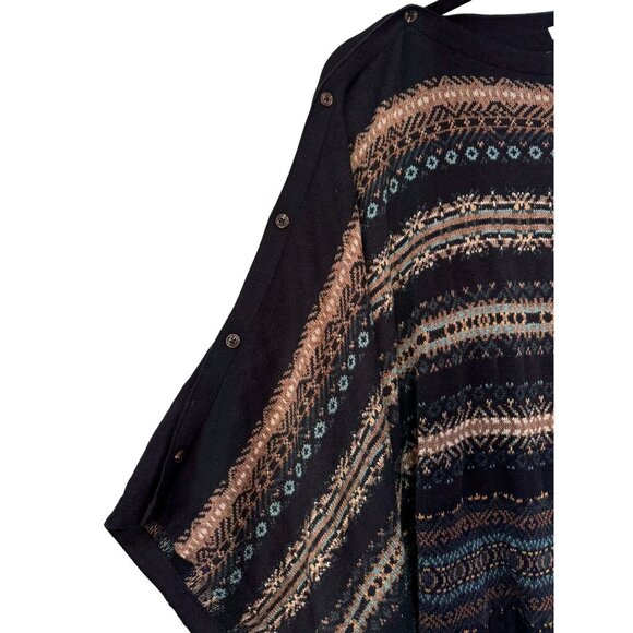 J. Jill Womens One Size Multicolor Patterned Poncho With Button Detail - Picture 4 of 10
